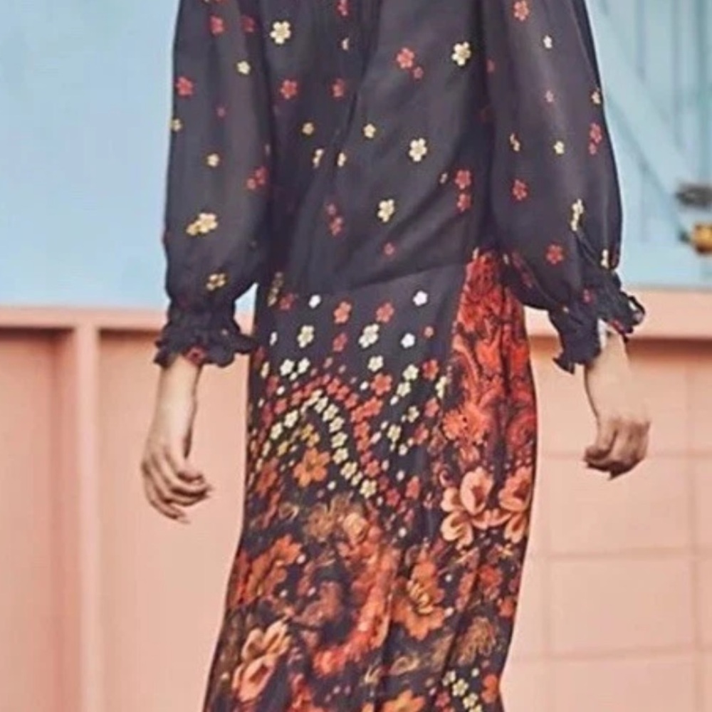 Free people Talsey Boho floral maxi dress size small oversized - Picture 3 of 10